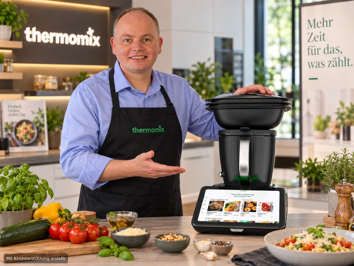Alex stellt den Thermomix TM7 in einer Küchenszene vor