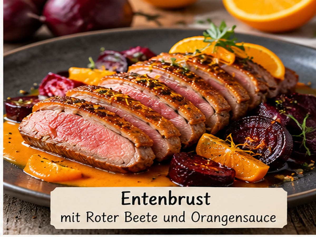 Entenbrust mit Roter Beete und Orangensauce