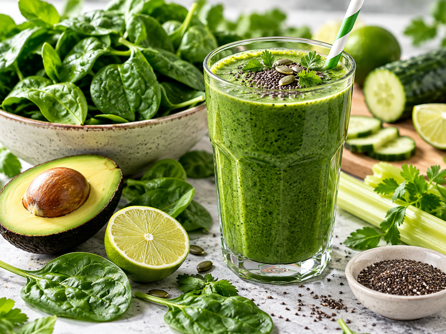 Gemüse-Smoothie mit Spinat und Avocado