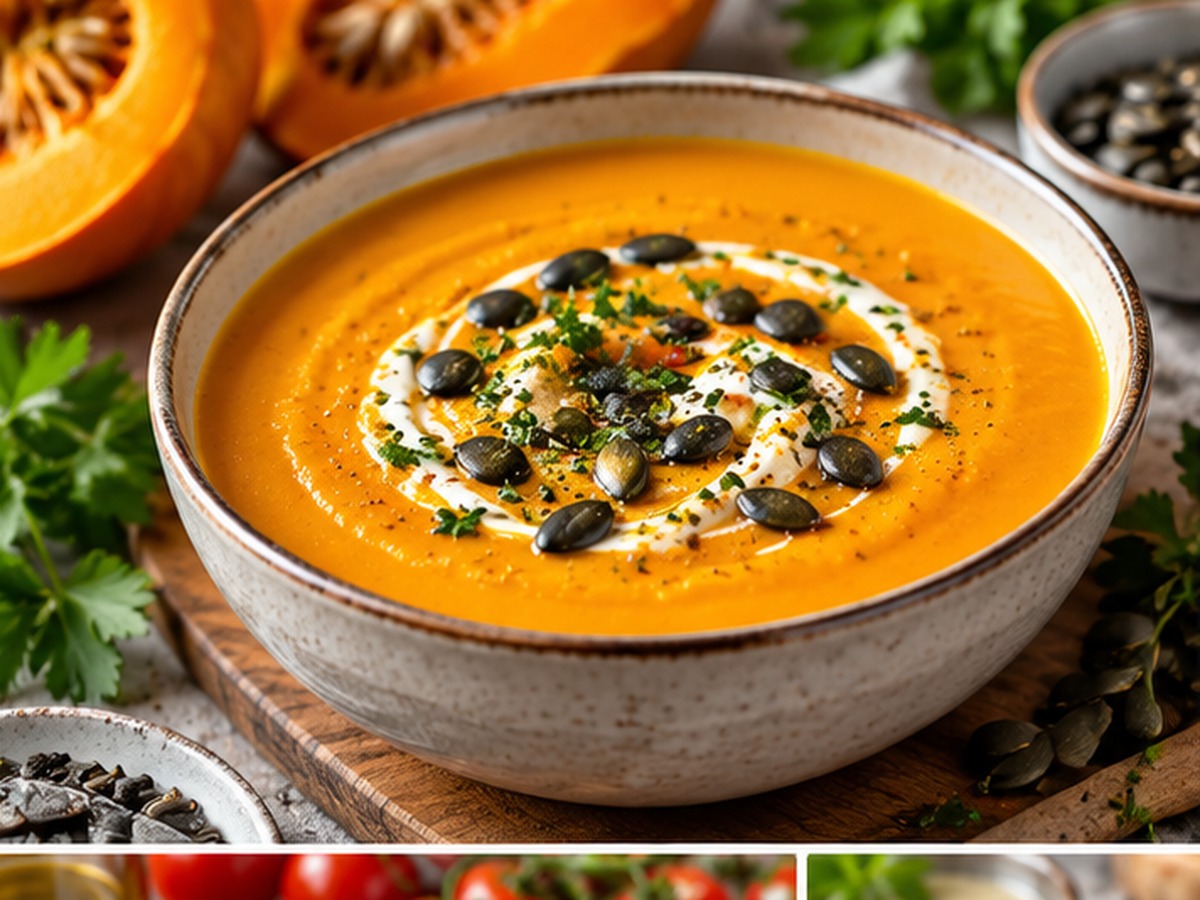 Kürbis-Suppe mit gerösteten Kernen