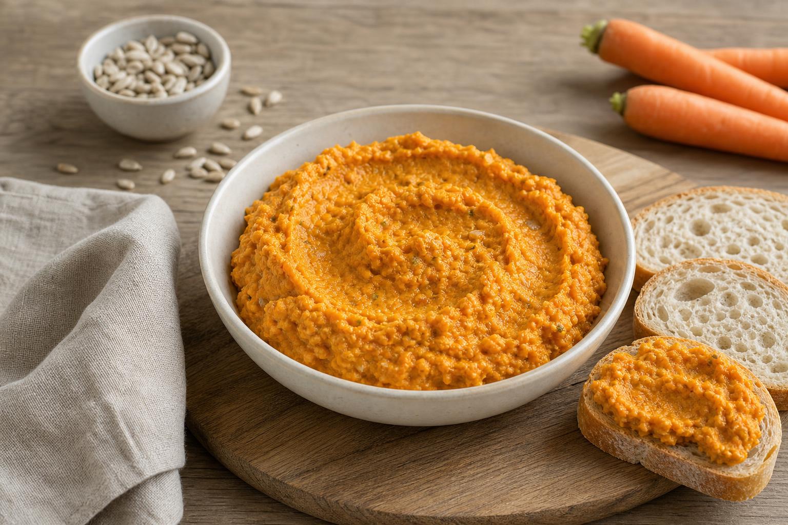 Möhren-Sonnenblumenkern-Aufstrich mit Curry