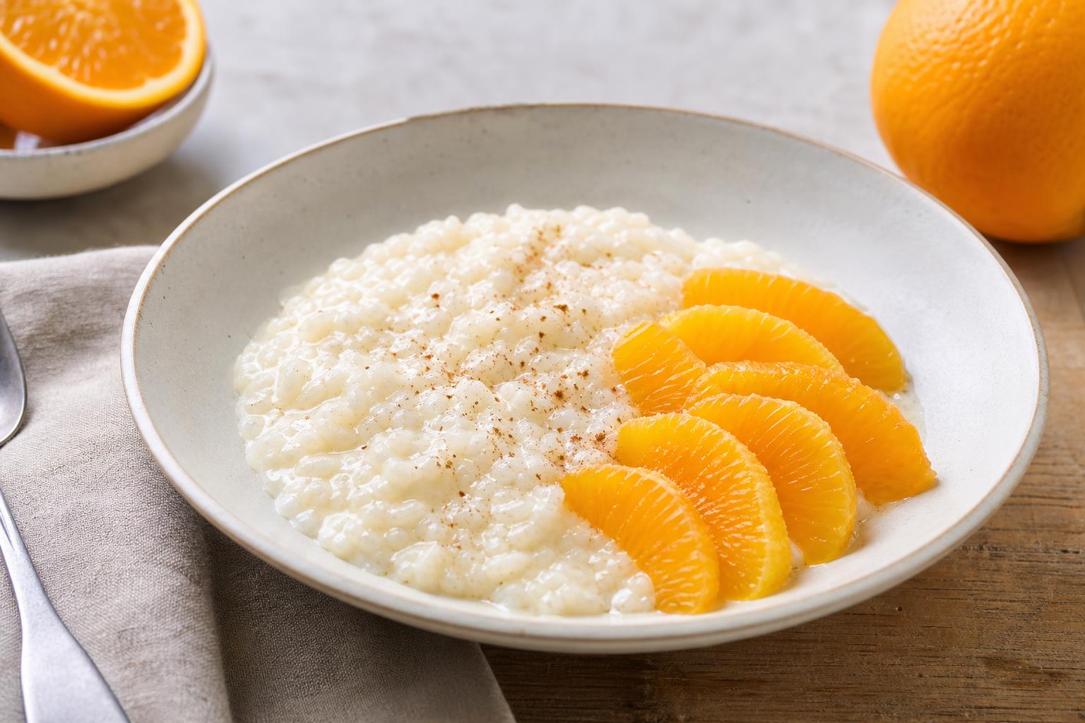 Vanille-Milchreis mit frischen Orangenfilets