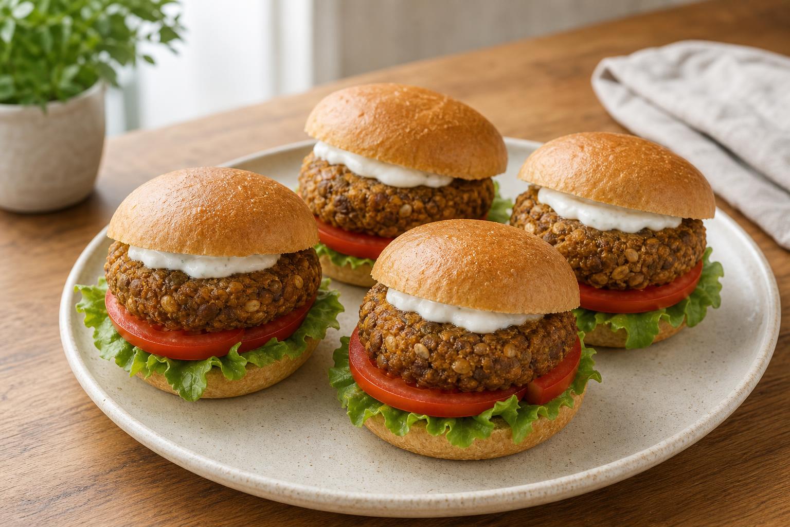 Linsen-Walnuss-Burger aus dem Ofen