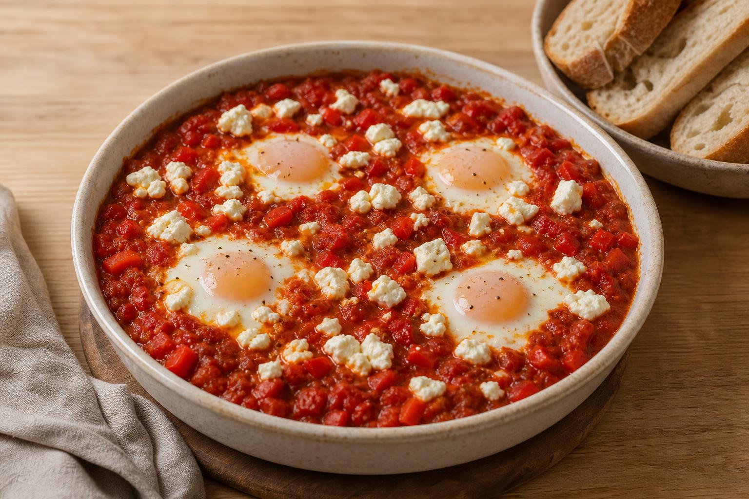 Ofen-Shakshuka mit Paprika und Feta