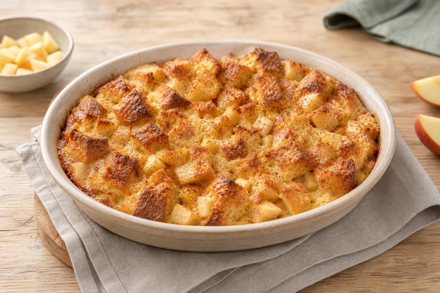 Brioche-Frühstücksauflauf mit Zimt und Apfel