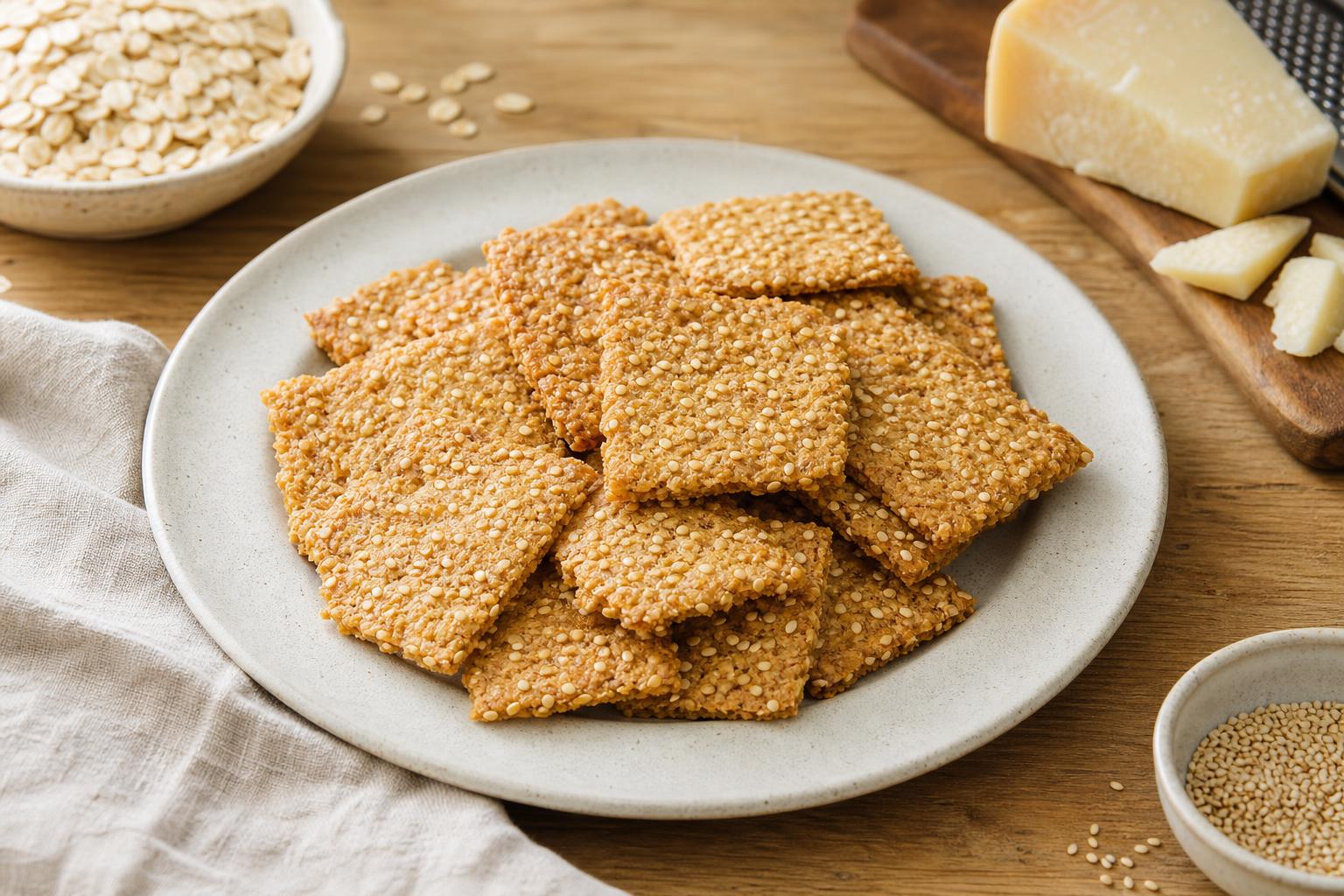 Hafer-Käse-Cracker mit Sesam