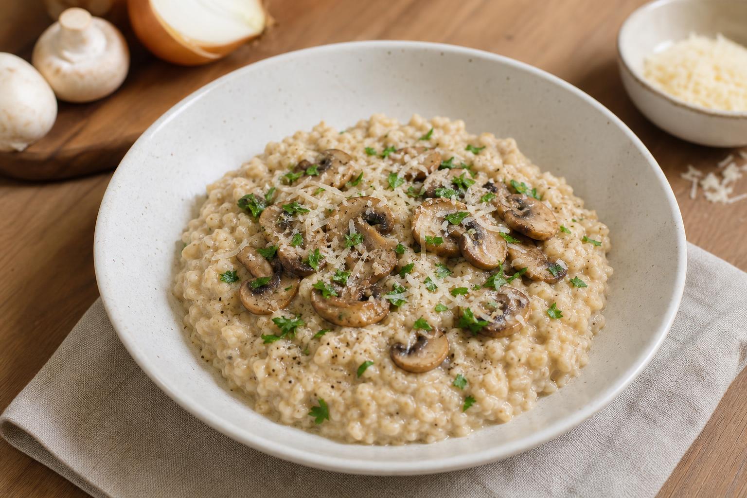 Herzhafter Haferbrei mit Pilzen und Parmesan