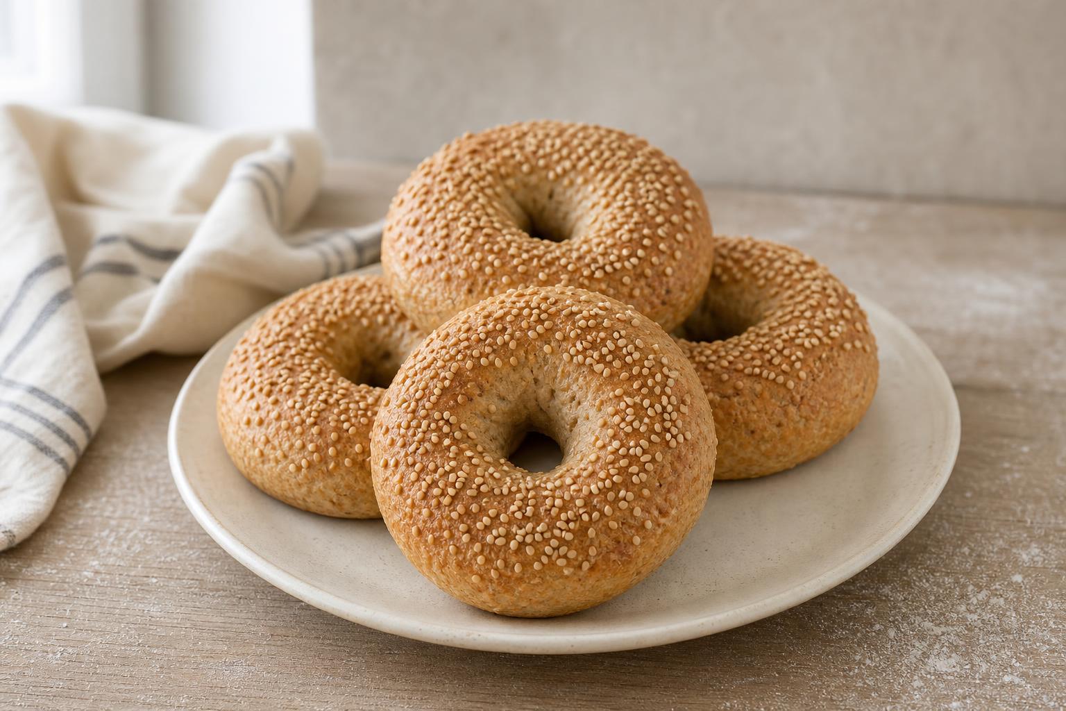 Vollkornbagels mit Sesam