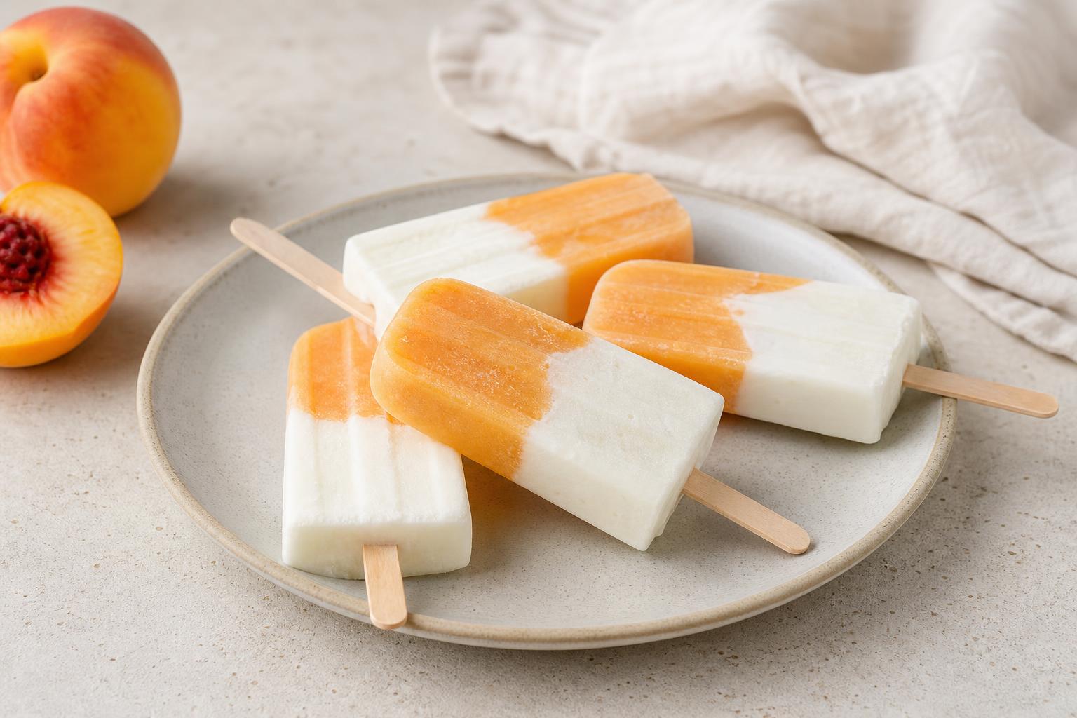 Pfirsich-Joghurt-Eis am Stiel