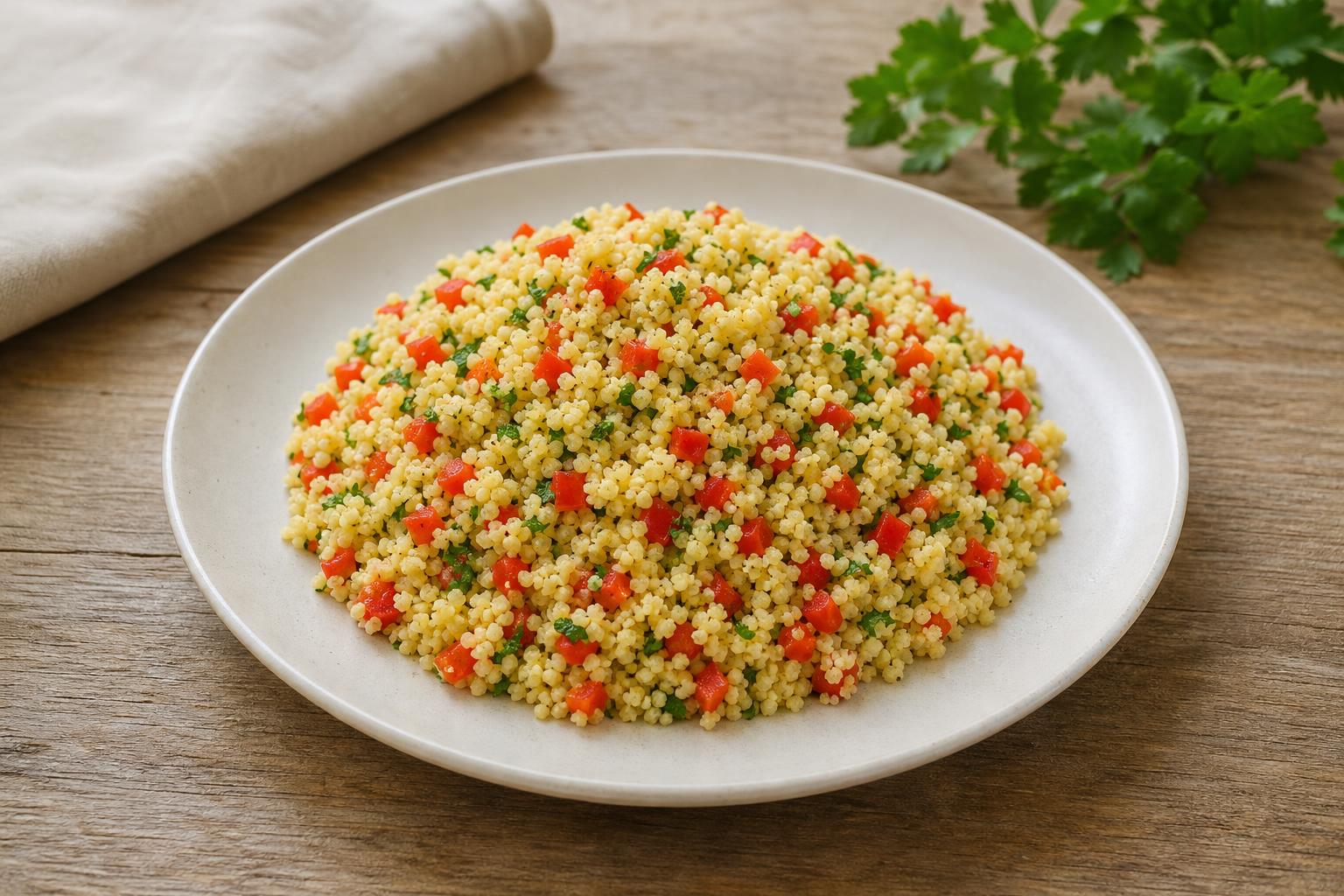 Zitronen-Couscous mit Paprika und Petersilie