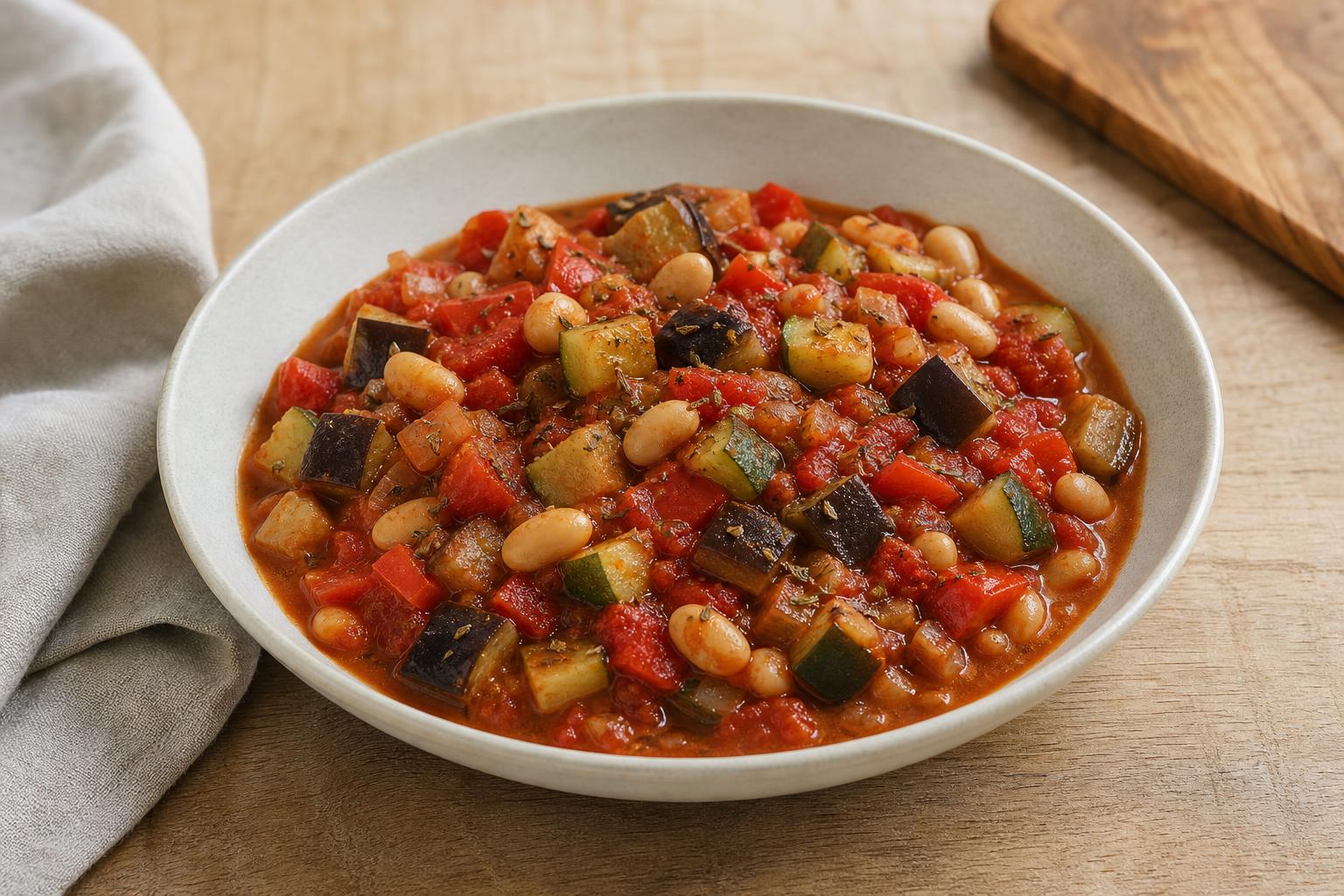 Ratatouille mit Thymian und weißen Bohnen