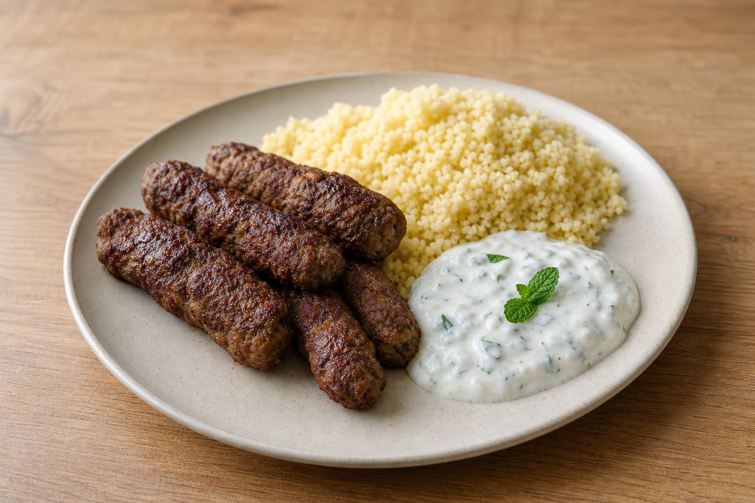 Rinder-Köfte mit Minzjoghurt und Couscous
