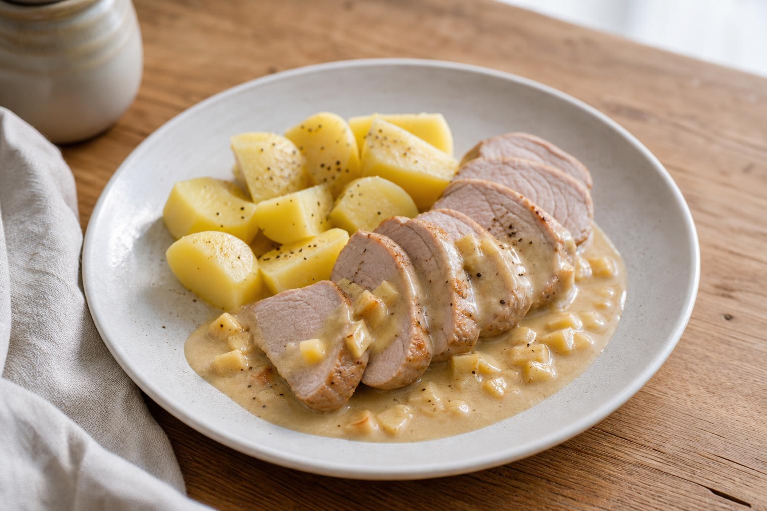 Schweinefilet mit Apfel-Senf-Sauce