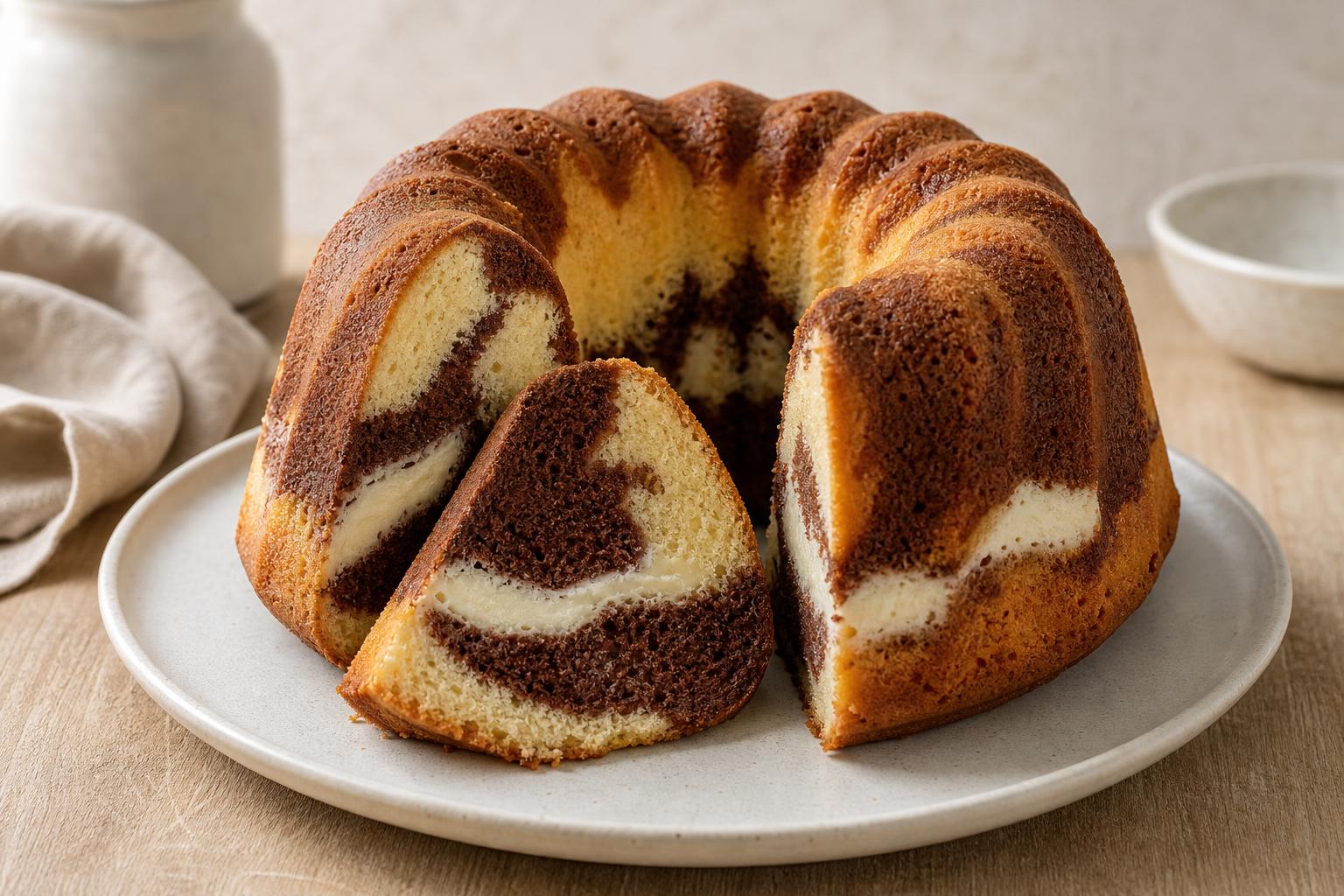 Marmorkuchen mit Quarkwirbel