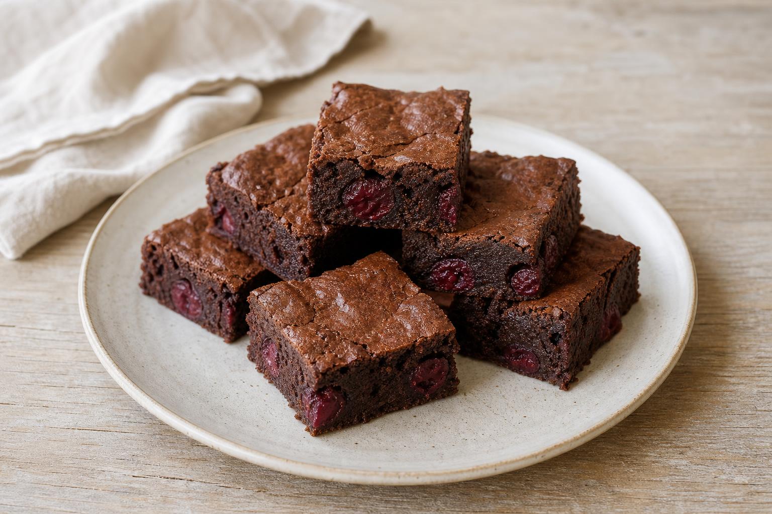 Kirsch-Brownies mit dunkler Schokolade