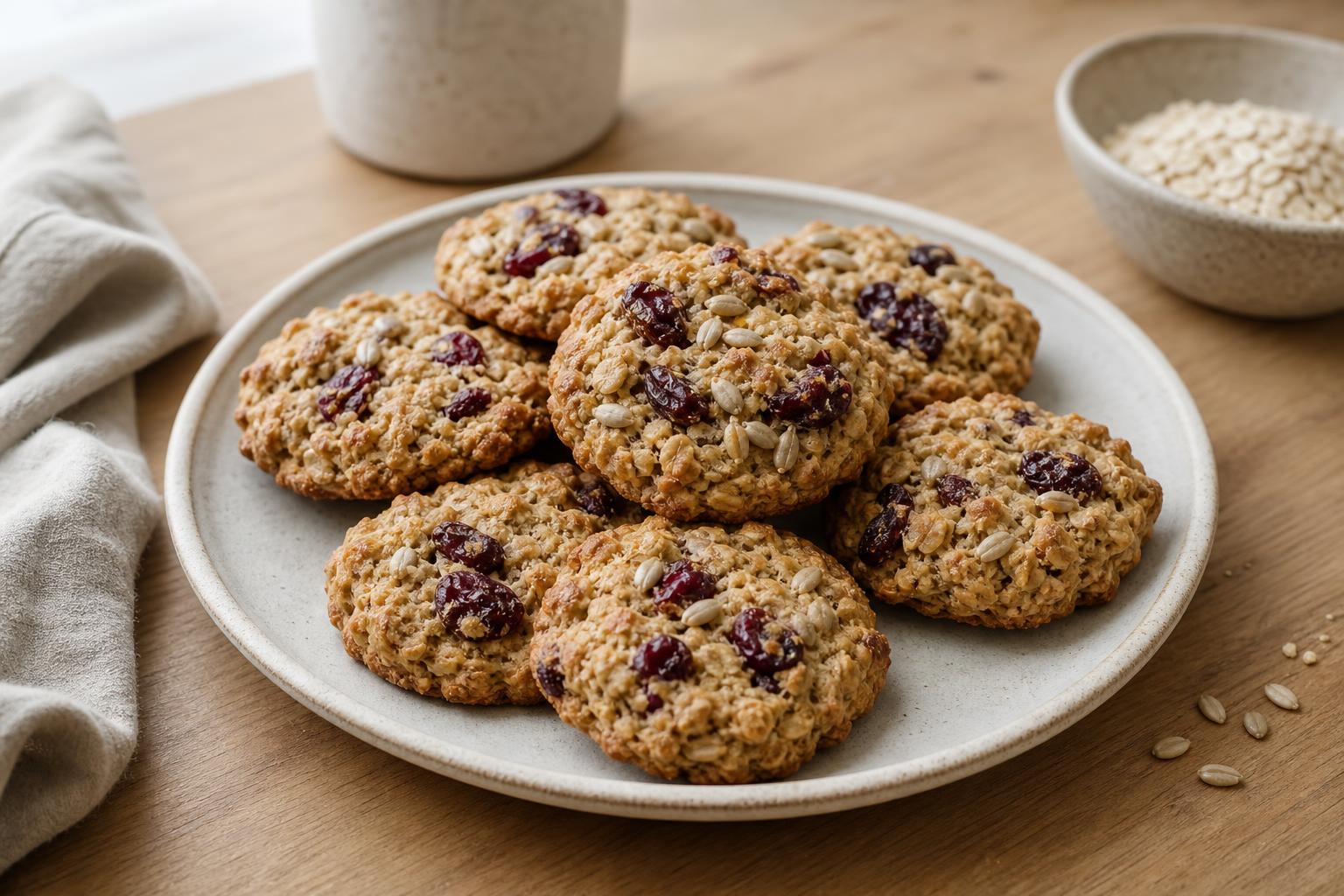 Hafer-Cranberry-Kekse mit Sonnenblumenkernen