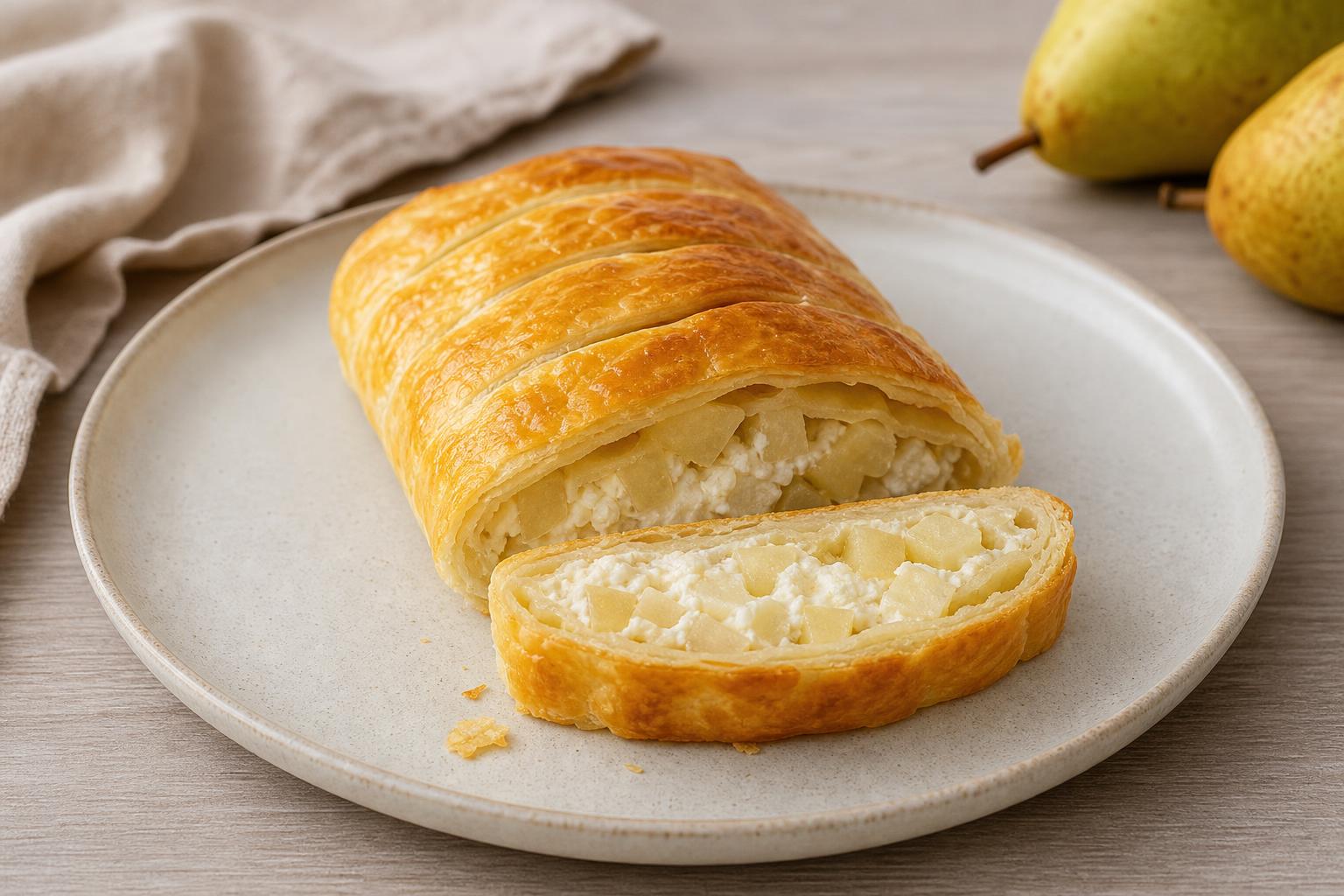 Birnen-Quark-Strudel aus Blätterteig