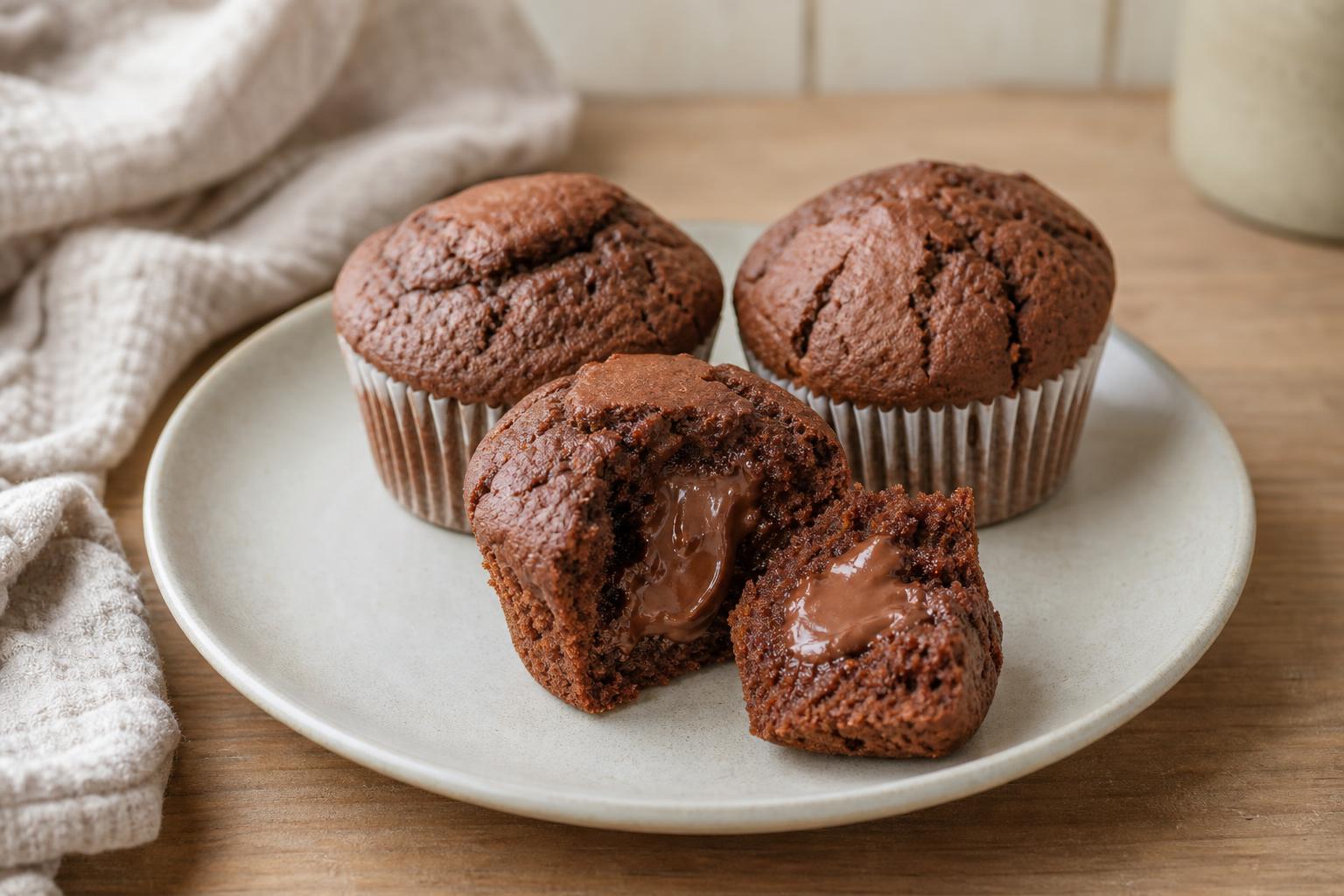 Nuss-Nougat-Muffins mit weichem Kern