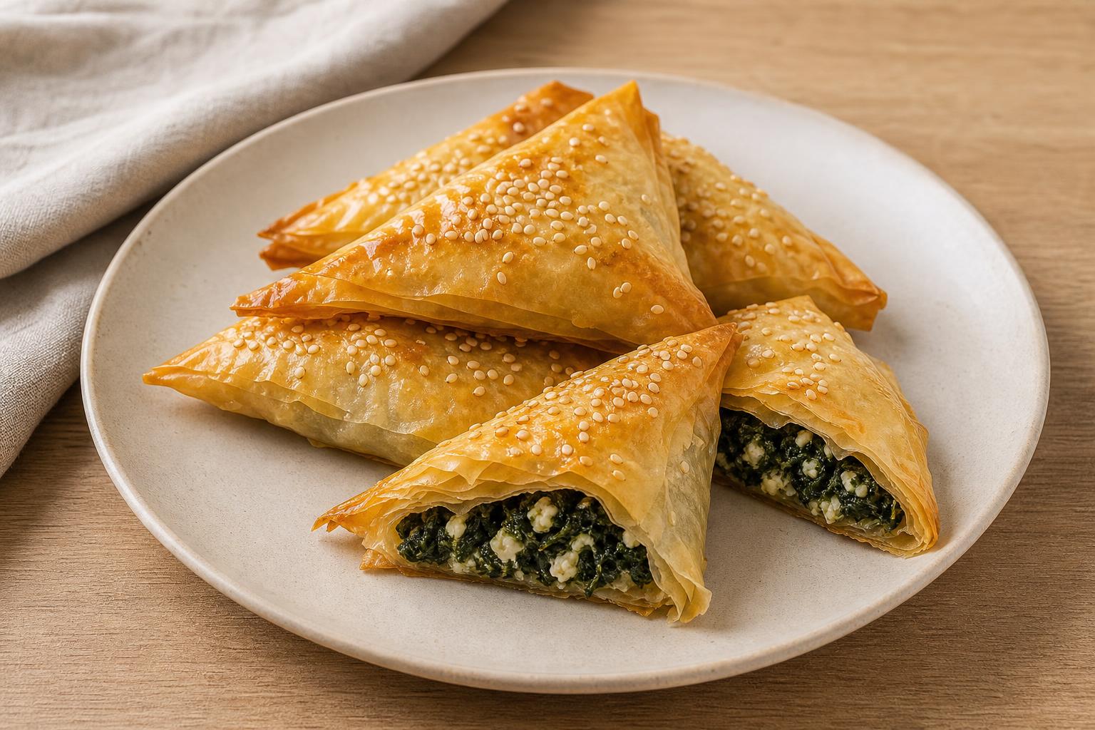 Spinat-Feta-Päckchen aus Filoteig