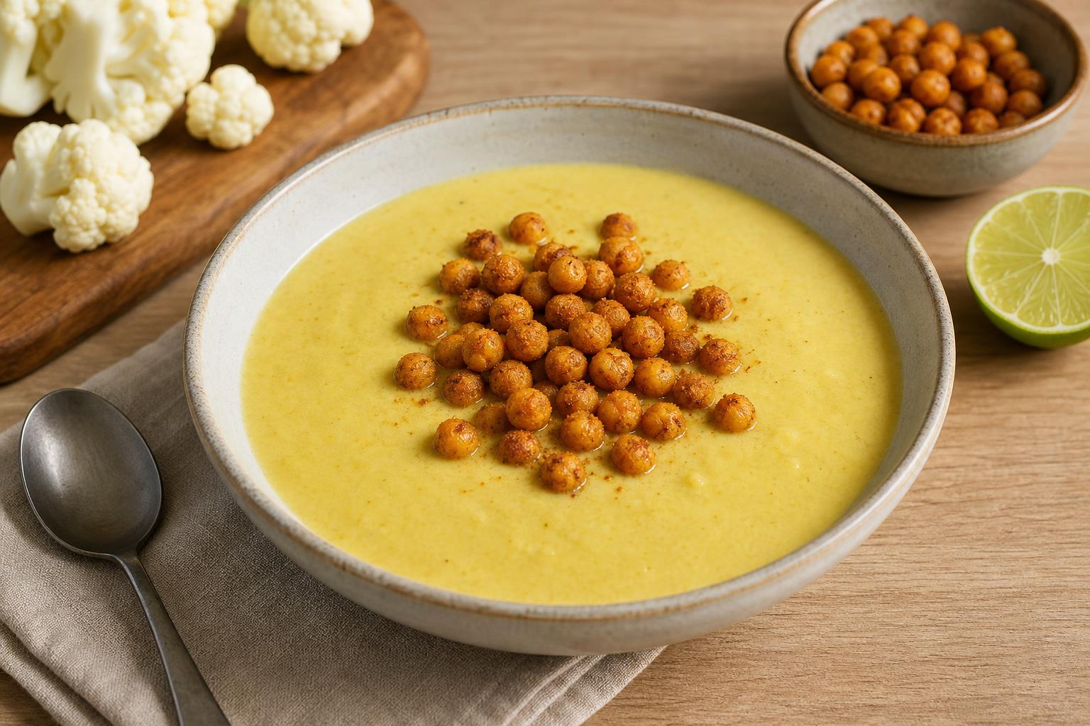 Blumenkohl-Curry-Suppe mit Kichererbsenknusper
