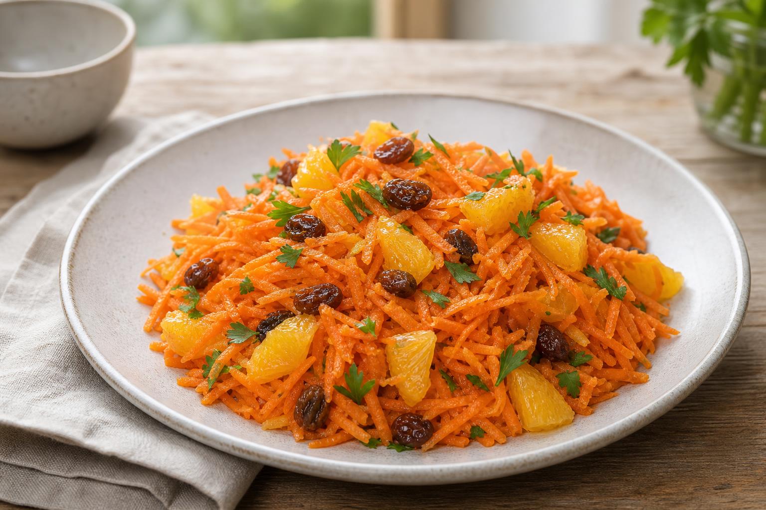 Möhren-Orangen-Salat mit Rosinen und Zimt
