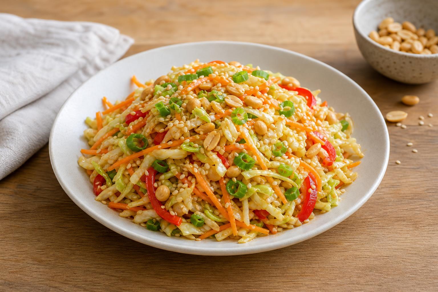 Asiatischer Weißkohlsalat mit Sesam und Erdnüssen