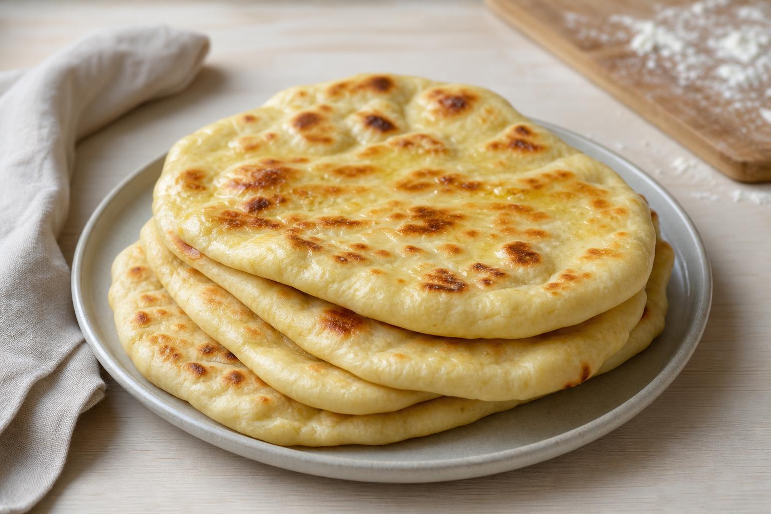 Joghurt-Naan aus der Pfanne