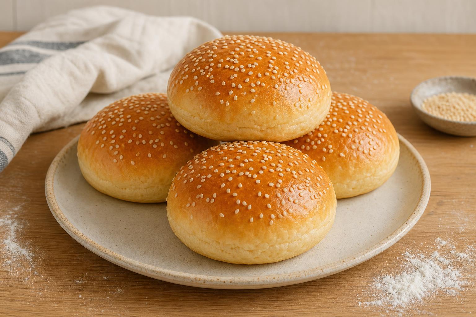 Weiche Sesam-Burgerbrötchen
