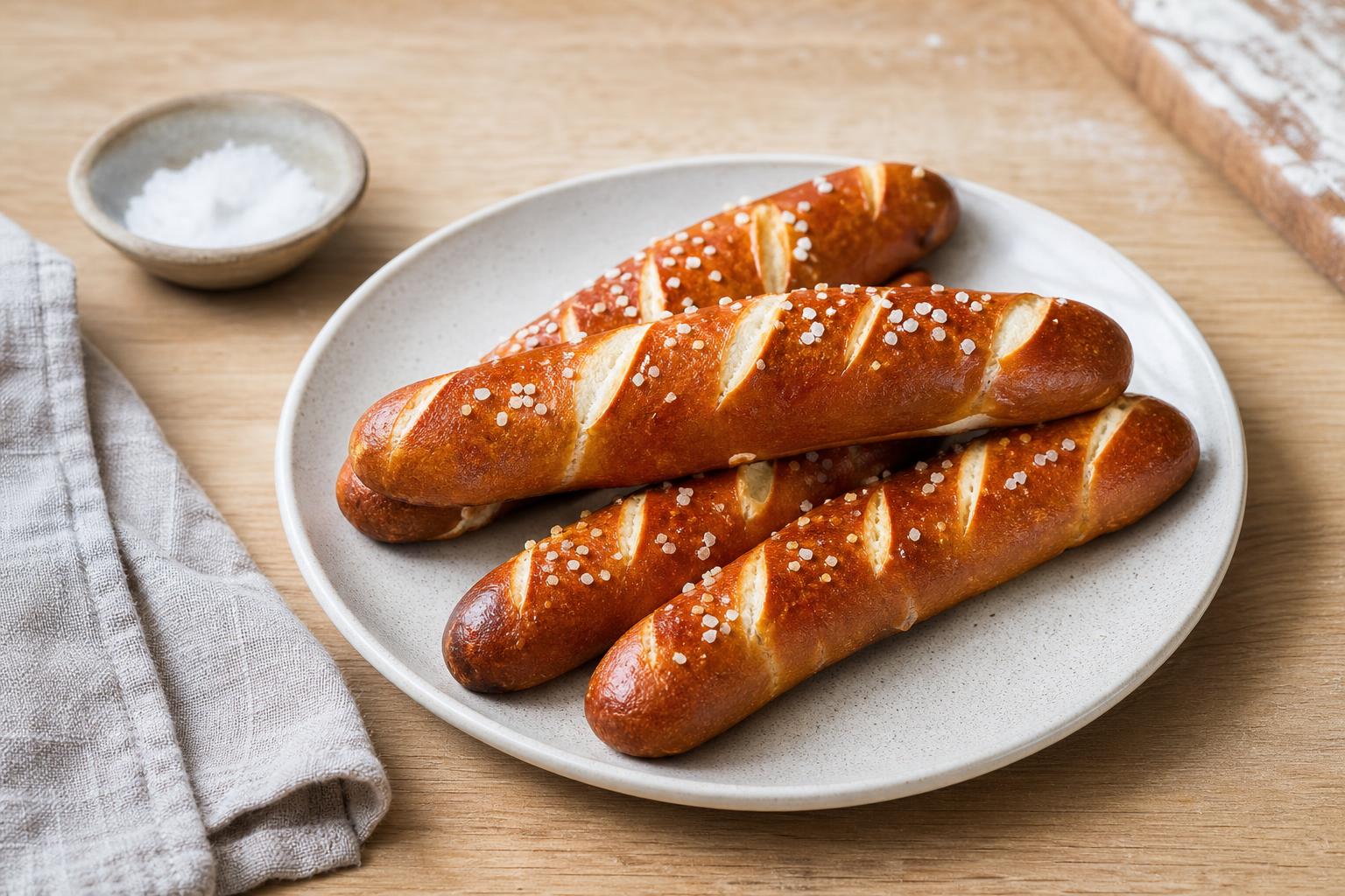 Brezelstangen mit Natronbad