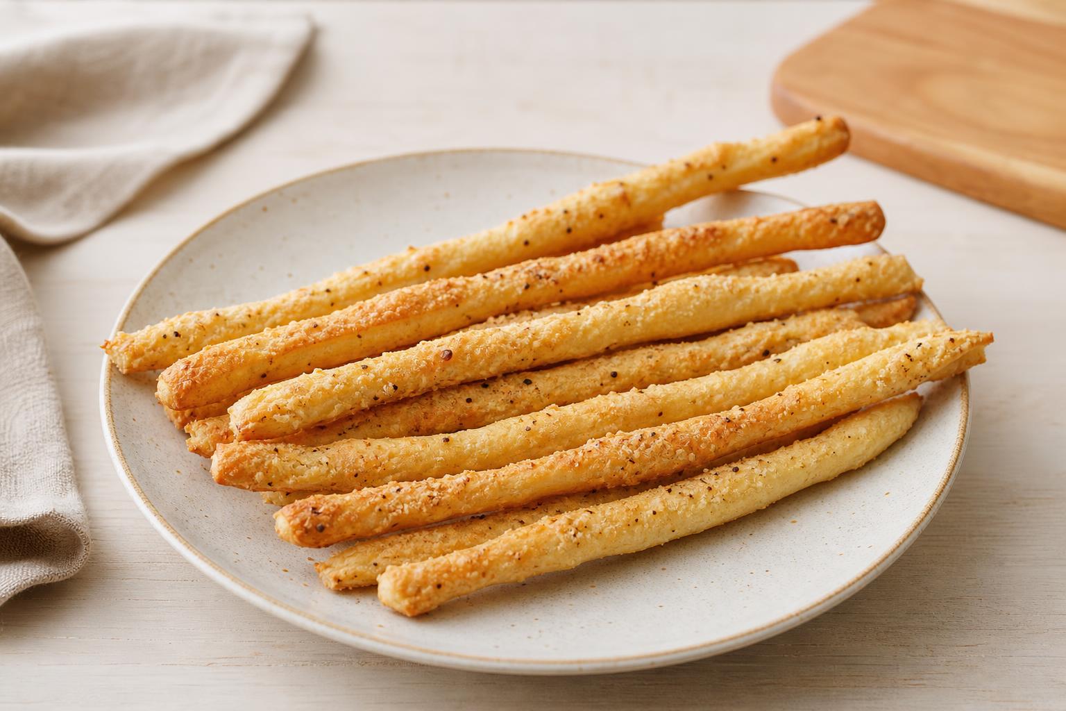 Parmesan-Grissini mit schwarzem Pfeffer