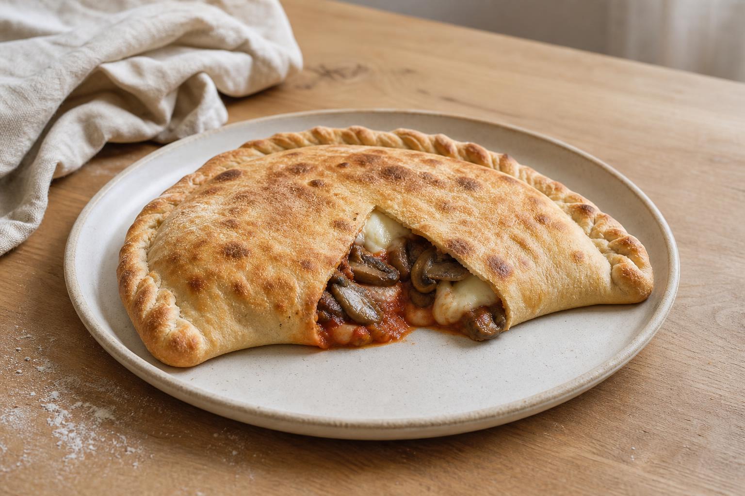 Calzone mit Champignons und Mozzarella