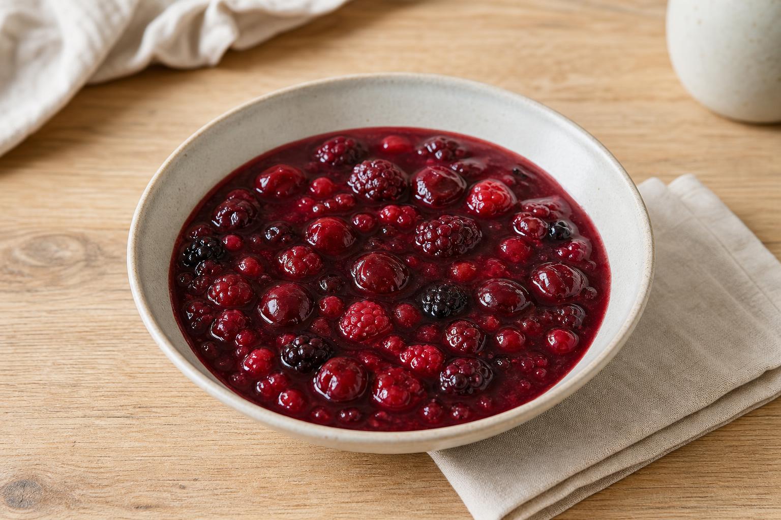 Rote Grütze mit Sauerkirschen und Beeren