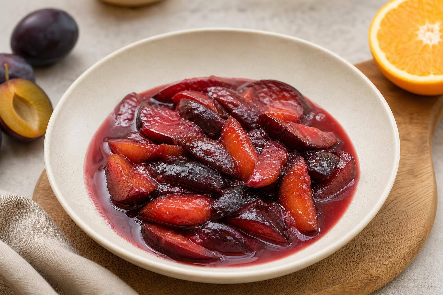 Pflaumenkompott mit Orange und Kardamom