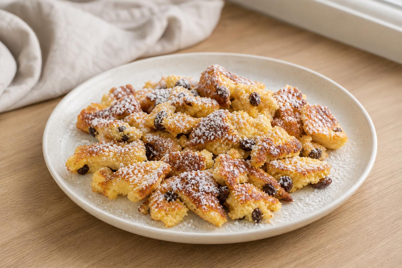 Kaiserschmarrn mit Rosinen aus der Pfanne