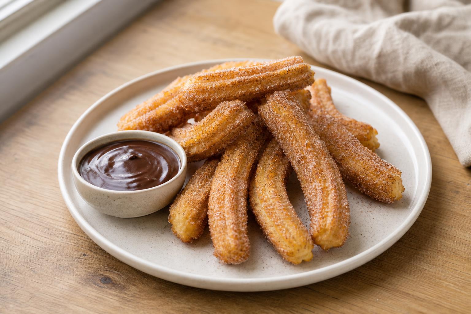 Churros mit Zimtzucker und Schokoladendip