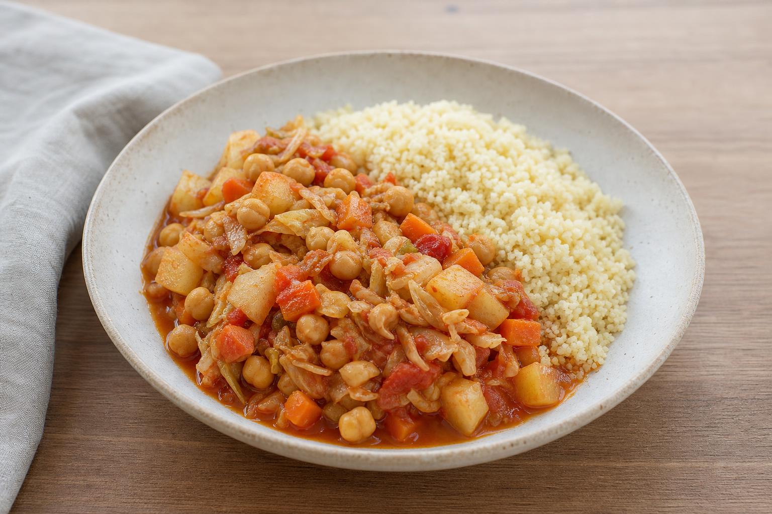 Gemüse-Couscous mit Kichererbsenragout