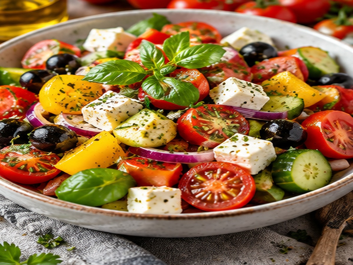 Mediterraner Gemüsesalat mit Feta