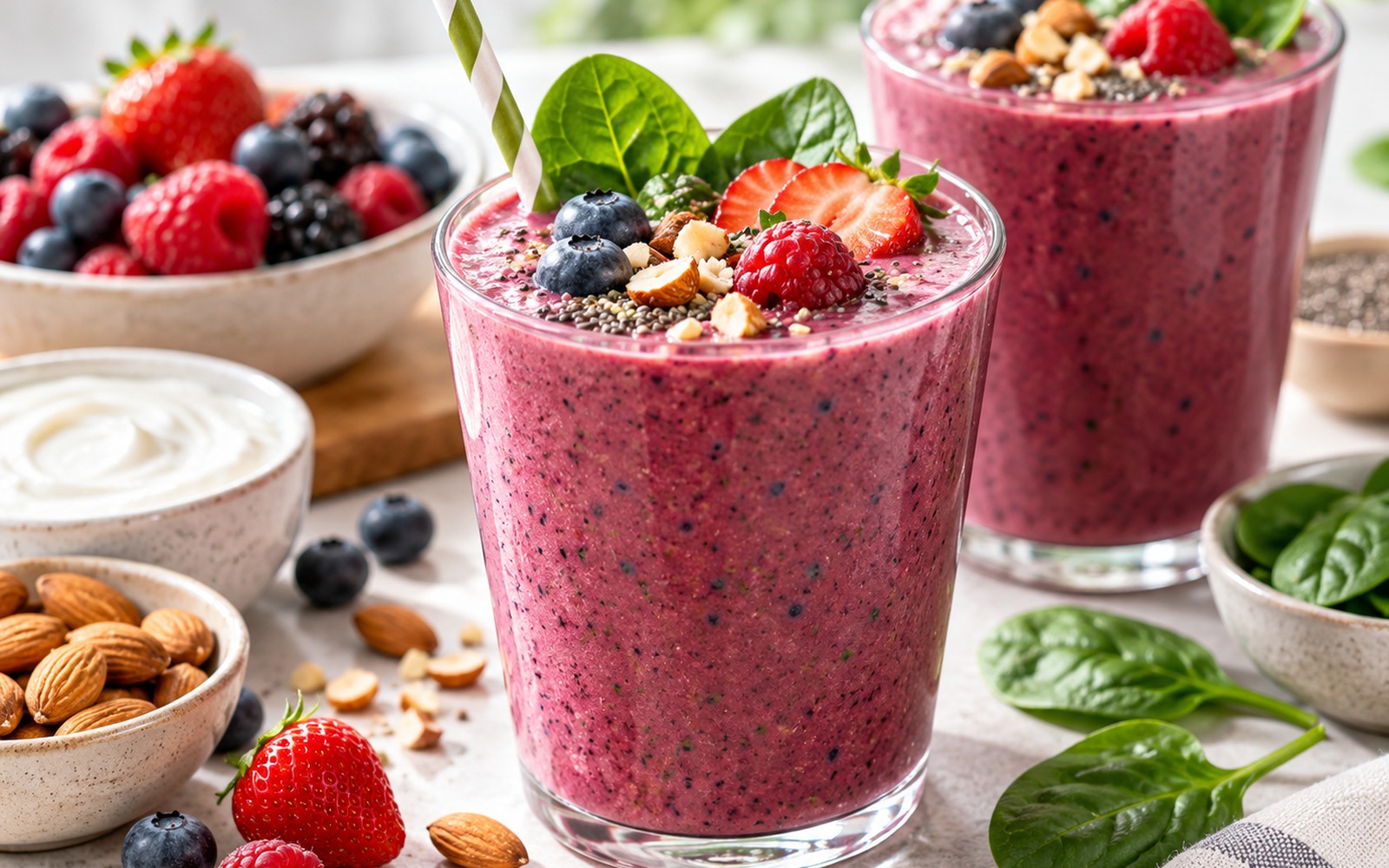 Protein-Shake mit Erdbeeren