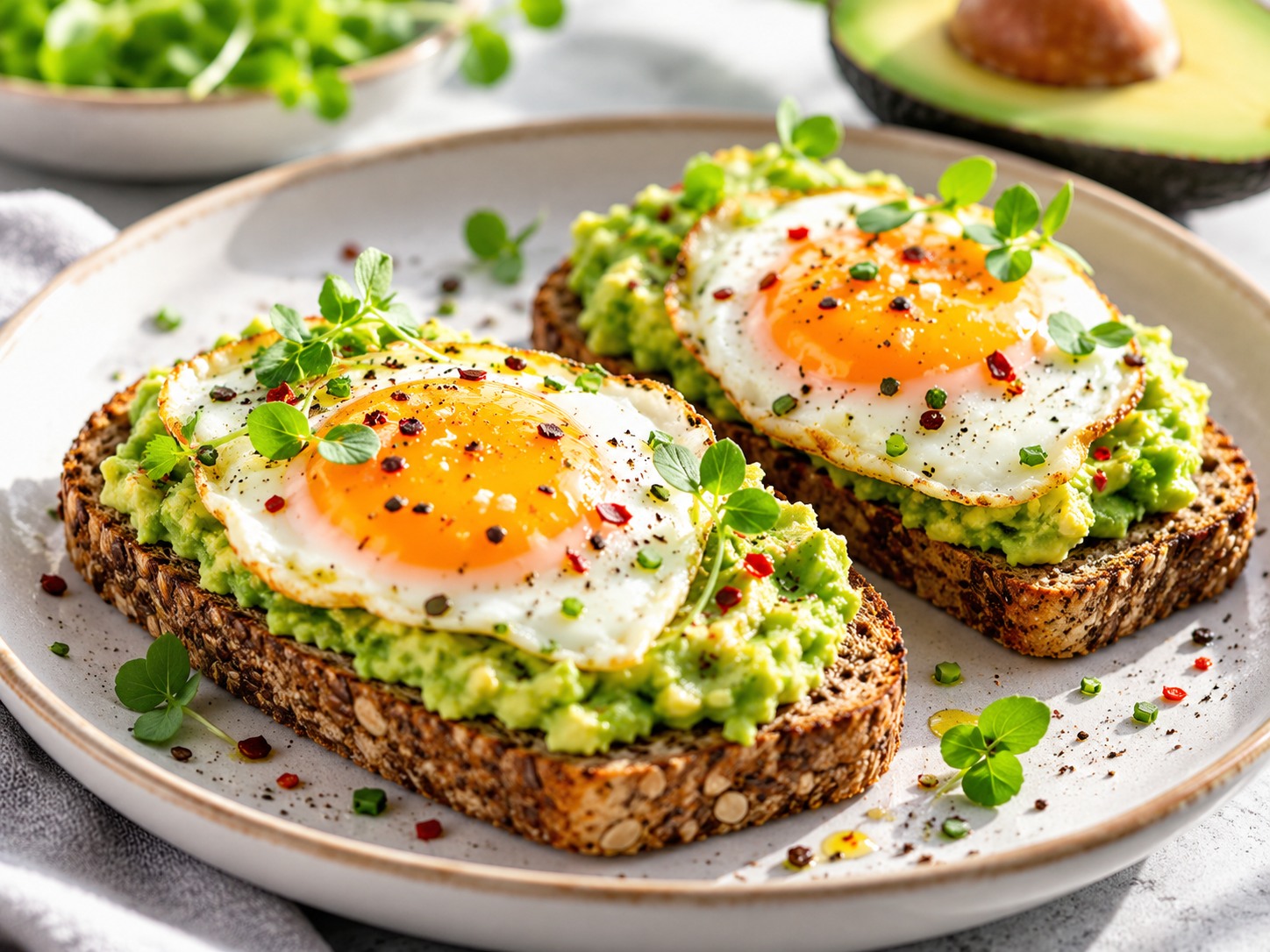 Avocado-Ei-Toast auf Low Carb Brot