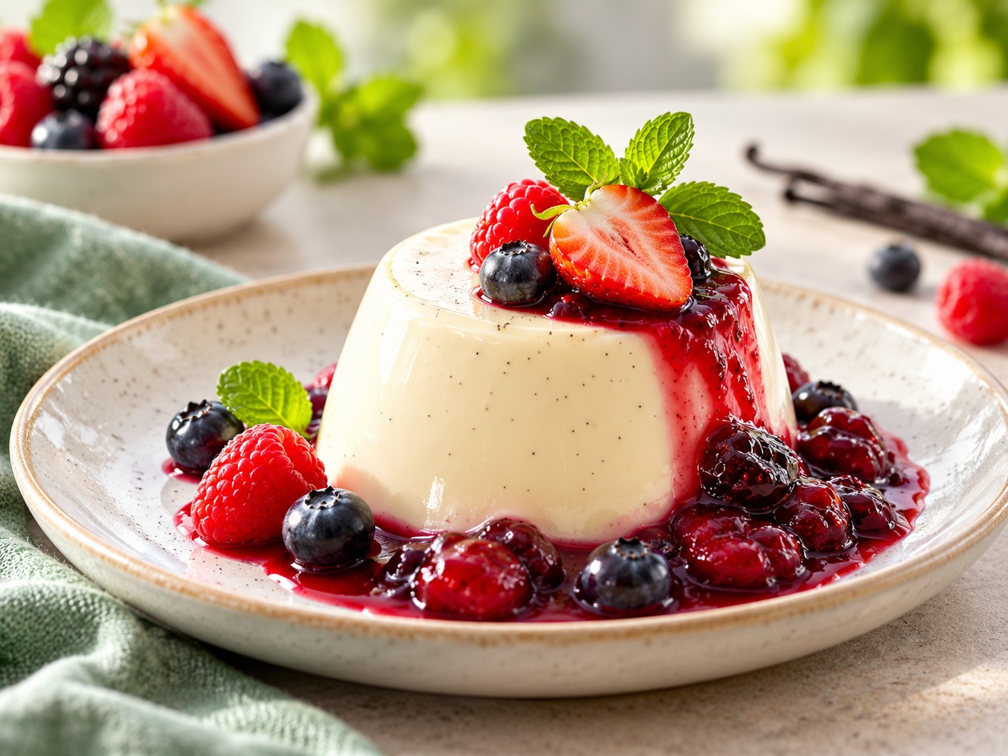 Vanille-Panna-Cotta mit Beerenkompott